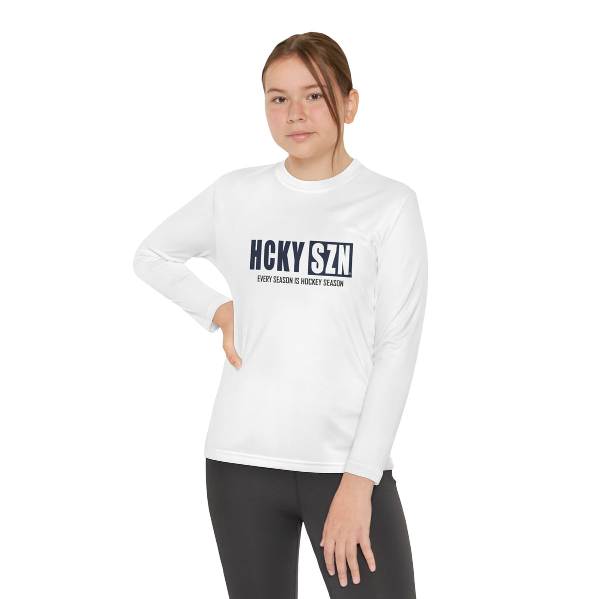 Every Season is HCKY SZN Youth Competitor Long Sleeve Tee (Navy Logo) - Various Colors