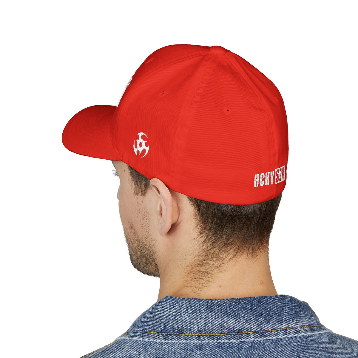 Upside Down HCKY SZN Embroidered Flex Fit Hat (Red/White)