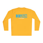 HCKYSZN (All Gas) Long Sleeve Adult Performance Tee - Gold/Sky Blue/White