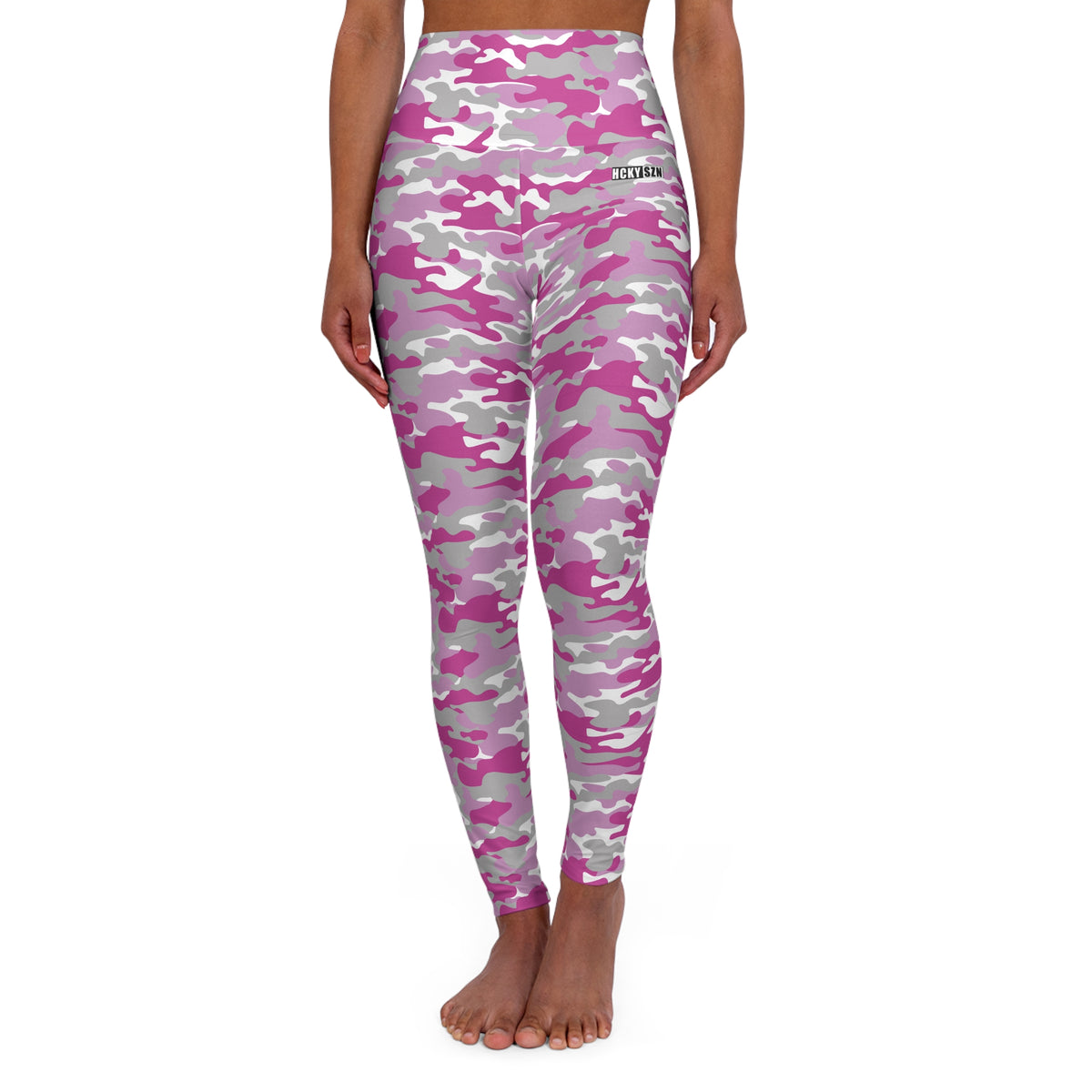HCKY SZN High Waisted Yoga Leggings (Hockey Girl Camo)