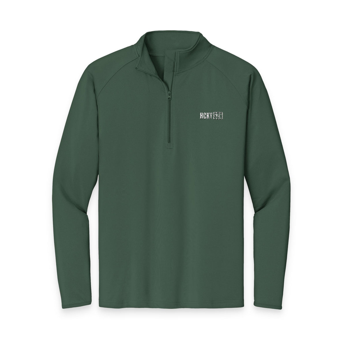 HCKY SZN Embroidered Quarter-Zip Pullover (Forest/White)