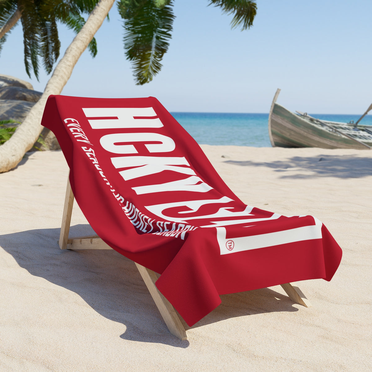 Every Season is HCKY SZN Beach Towel (Red)