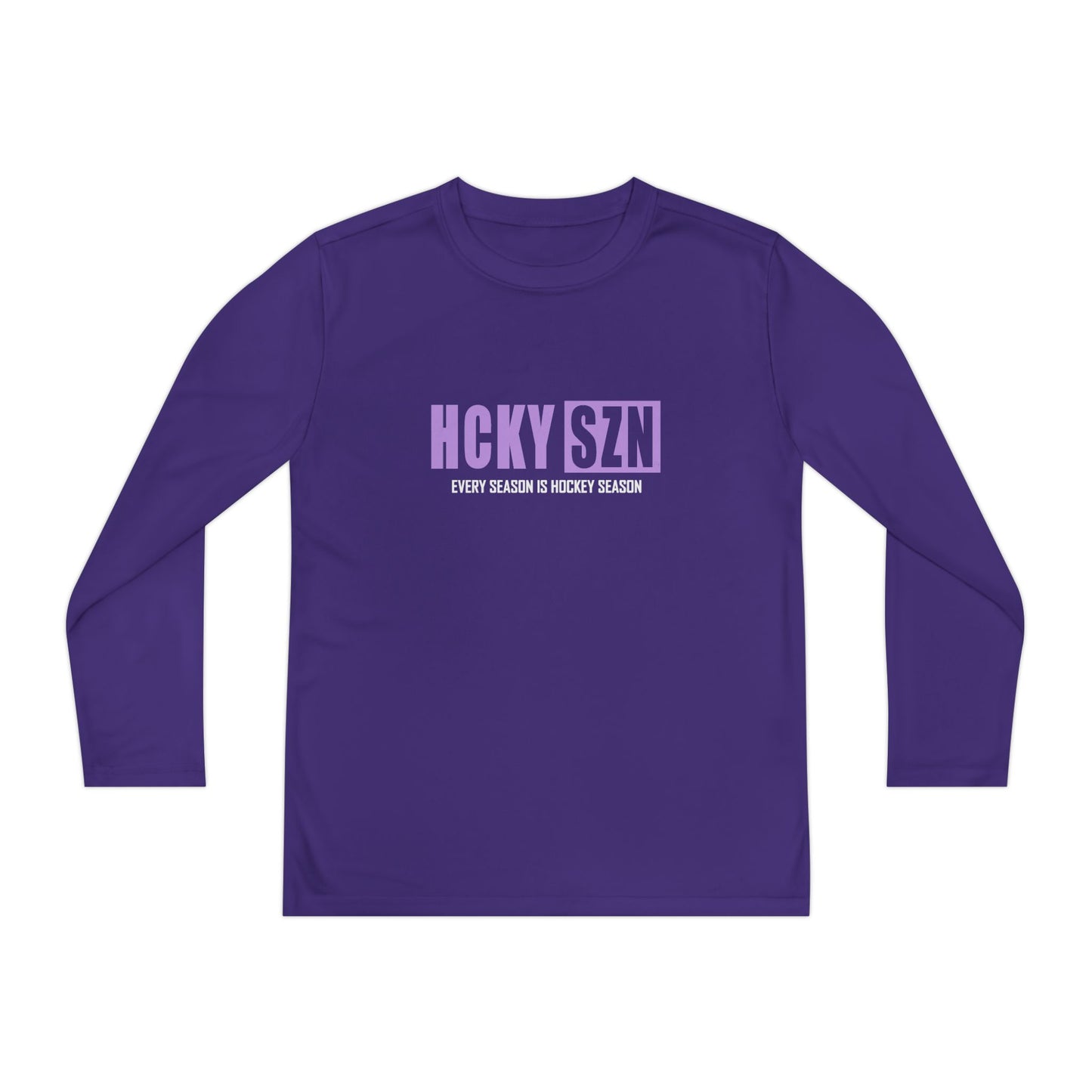 Every Season is HCKY SZN Youth Competitor Long Sleeve Tee (Lavender Logo) - Various Colors
