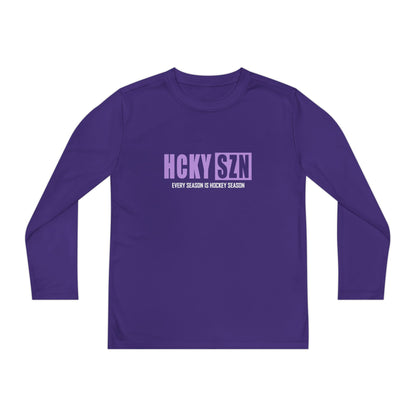 Every Season is HCKY SZN Youth Competitor Long Sleeve Tee (Lavender Logo) - Various Colors