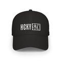 HCKY SZN Low Profile Embroidered Baseball Cap - Black (White Logo)