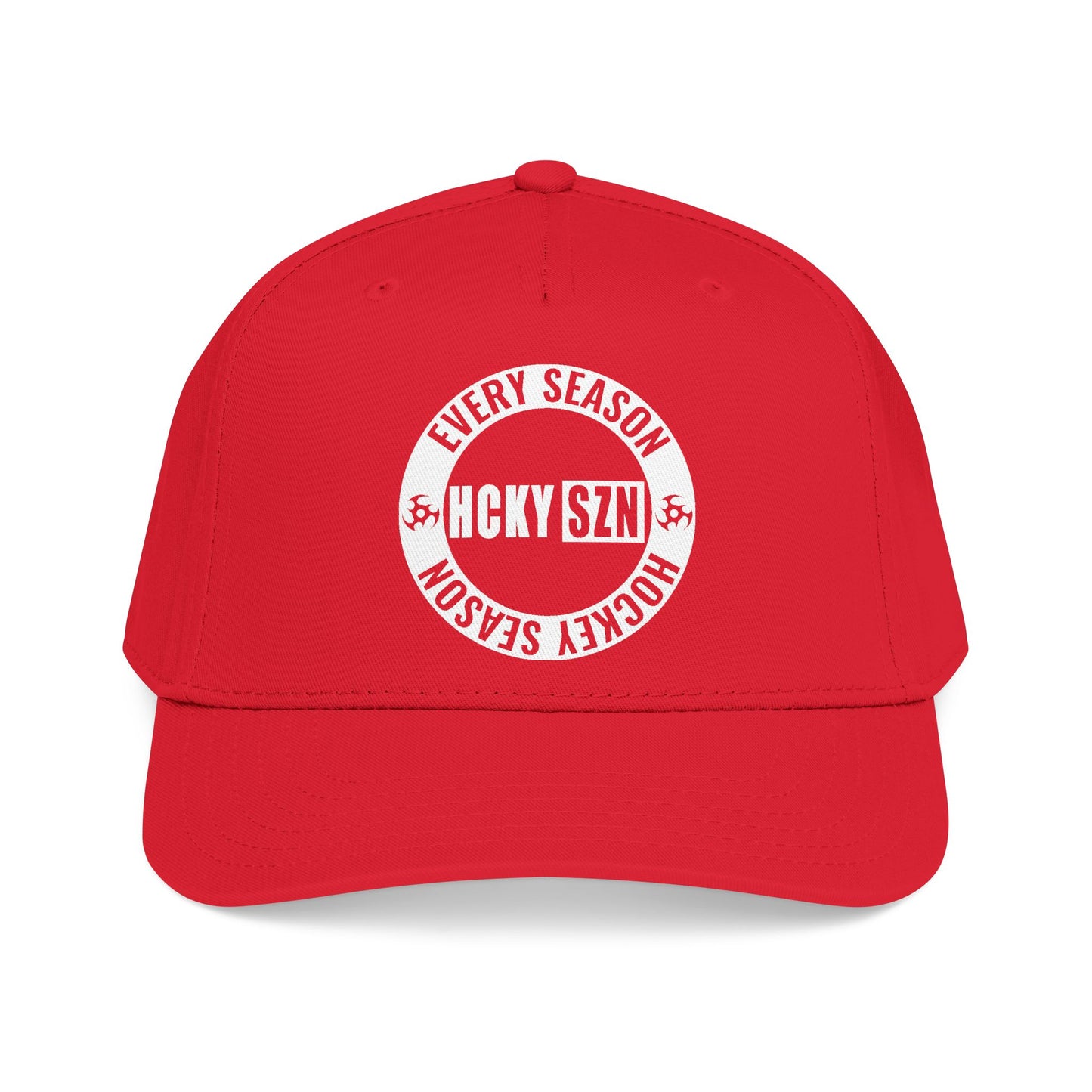 HCKY SZN Circle Logo Mid Profile Baseball Cap (Red/Red/White)