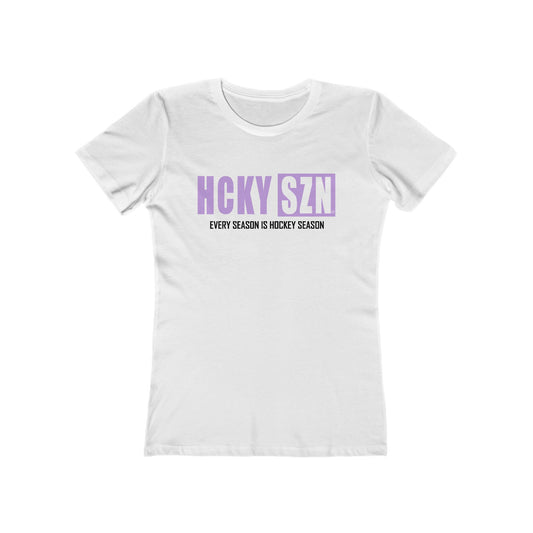 Every Season Is Hockey Season Women's Boyfriend Tee (Lavender Logo) - Various Colors