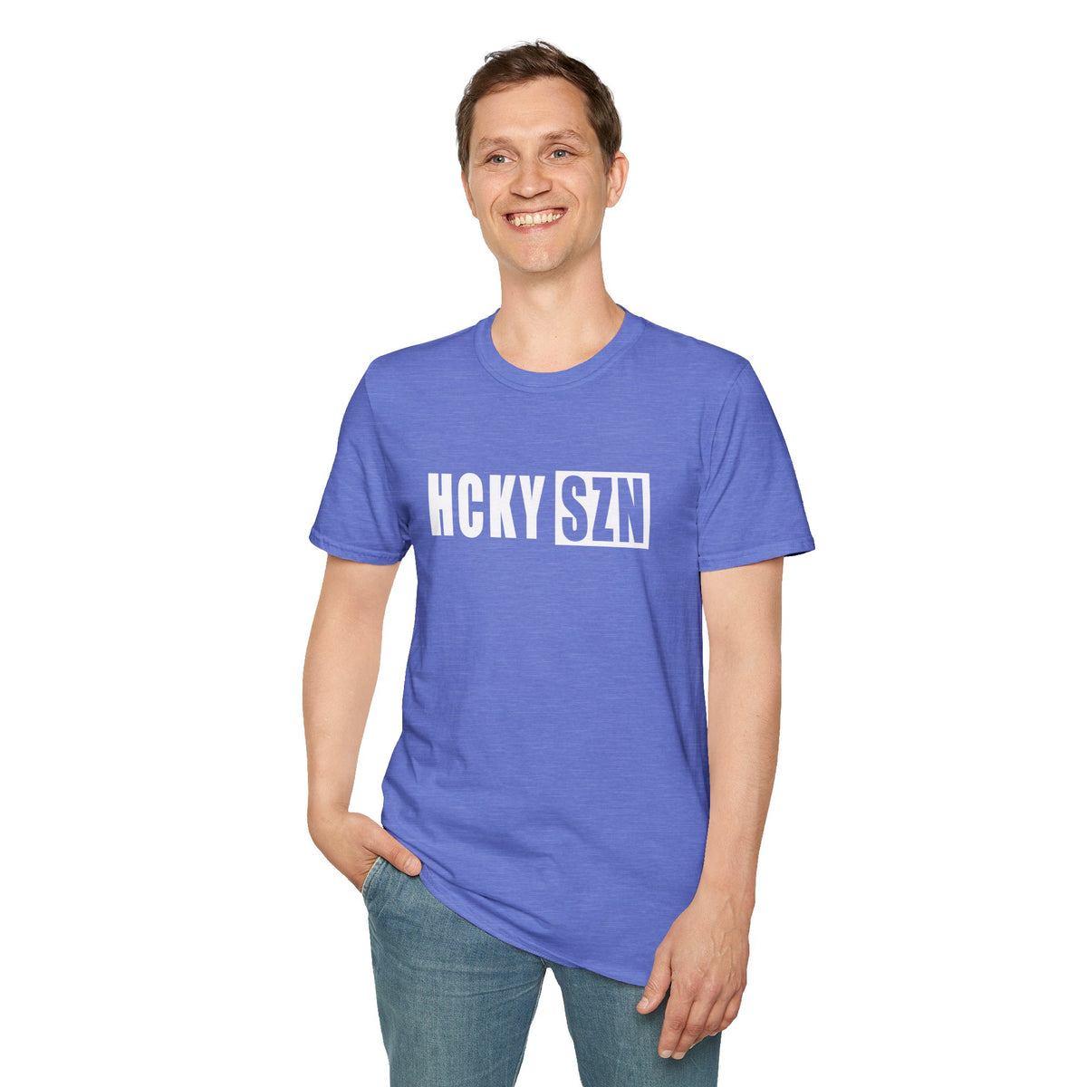 HCKY SZN Softstyle Tee Shirt (Heather Royal)