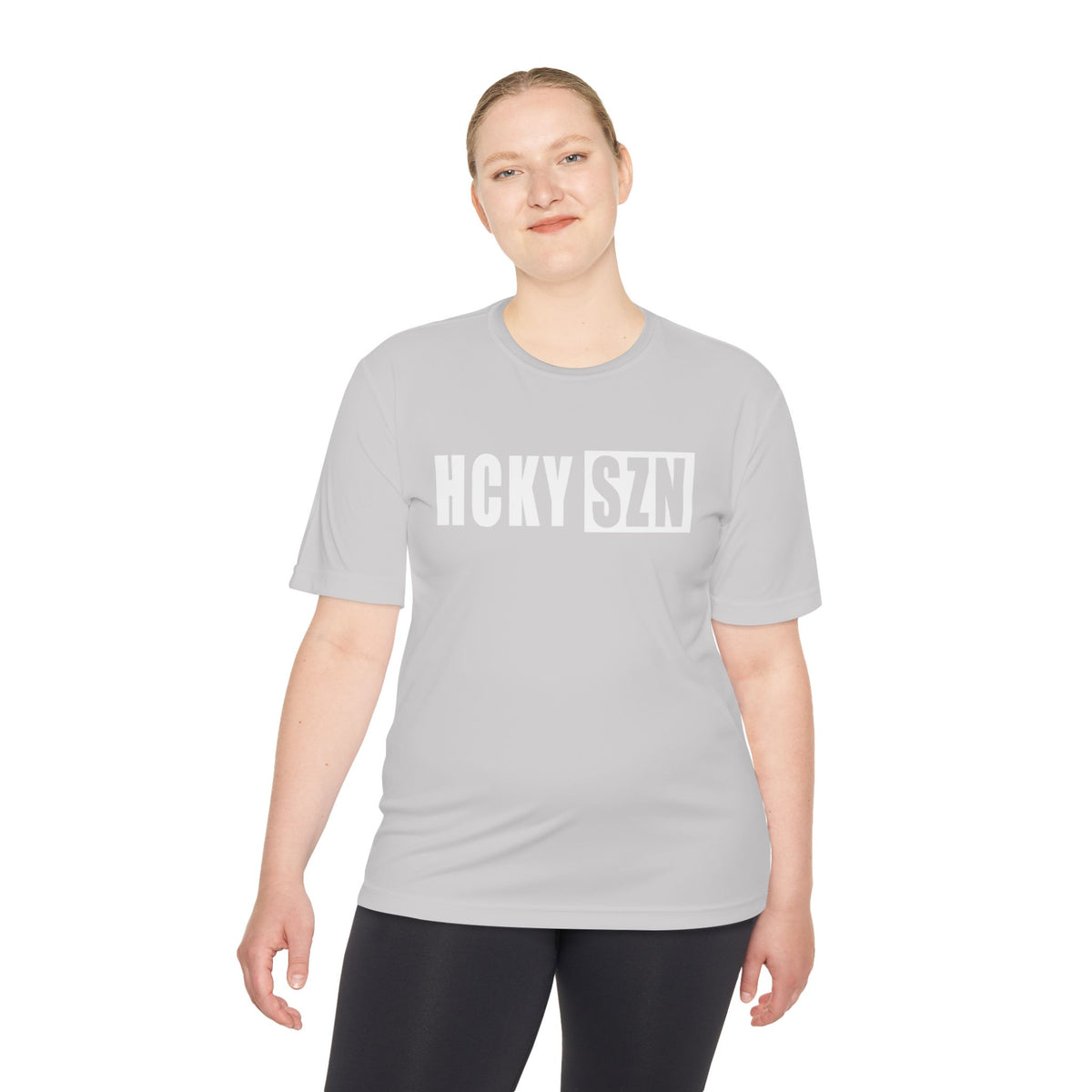 HCKYSZN (Flagship Logo) Adult Performance Tee - Silver/White