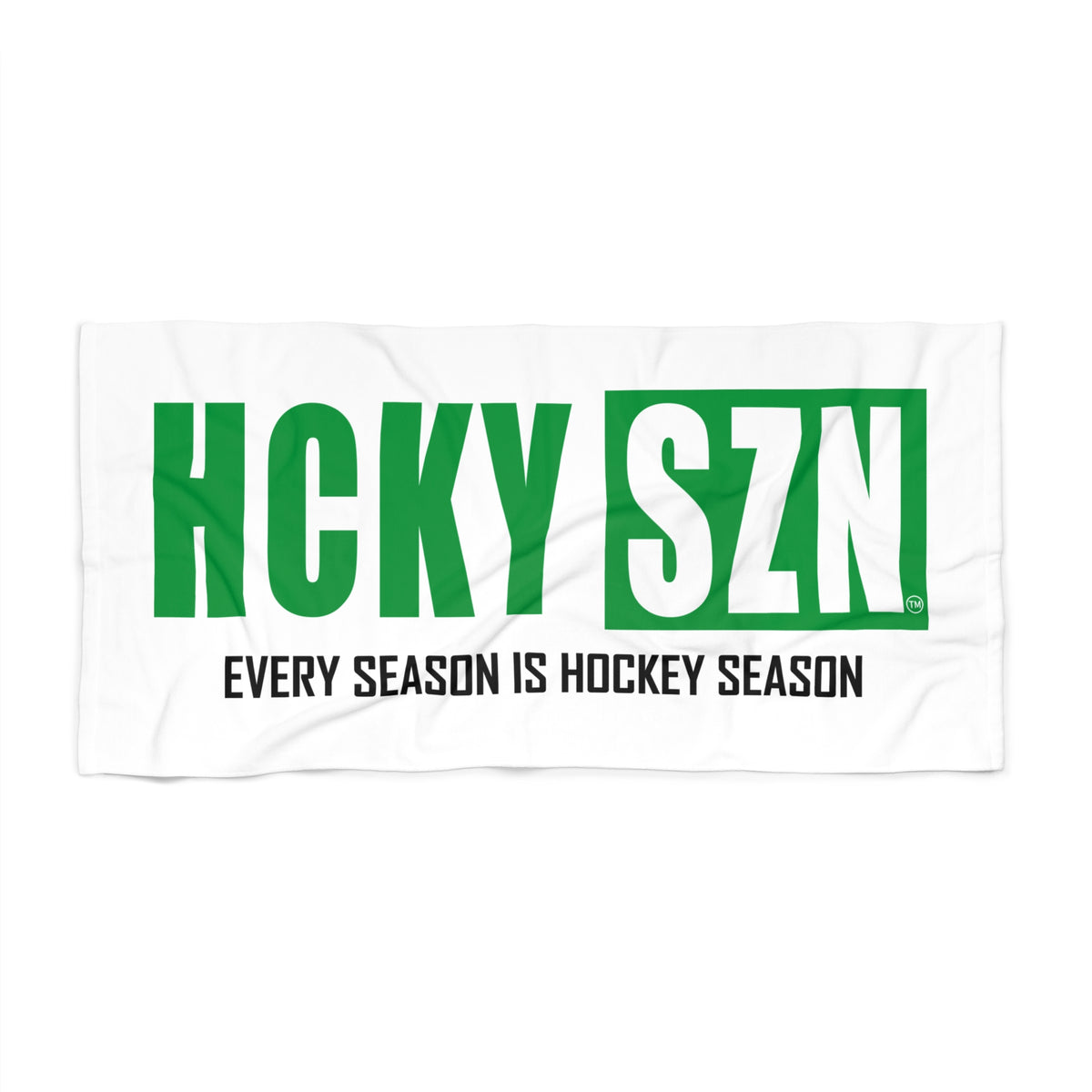 Every Season is HCKY SZN Beach Towel (White/Green)