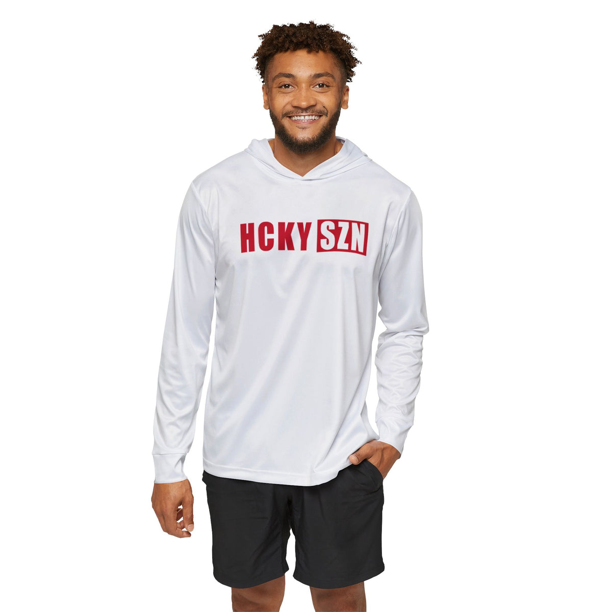 HCKY SZN Big Logo Performance Warmup Hoodie (White/Red)