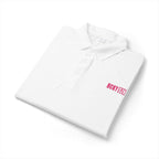 HCKY SZN Embroidered Performance Hockey Polo (White/Hot Pink Logo)
