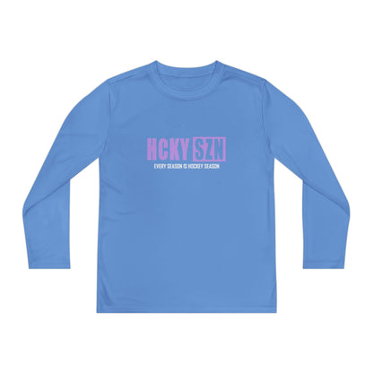 Every Season is HCKY SZN Youth Competitor Long Sleeve Tee (Lavender Logo) - Various Colors