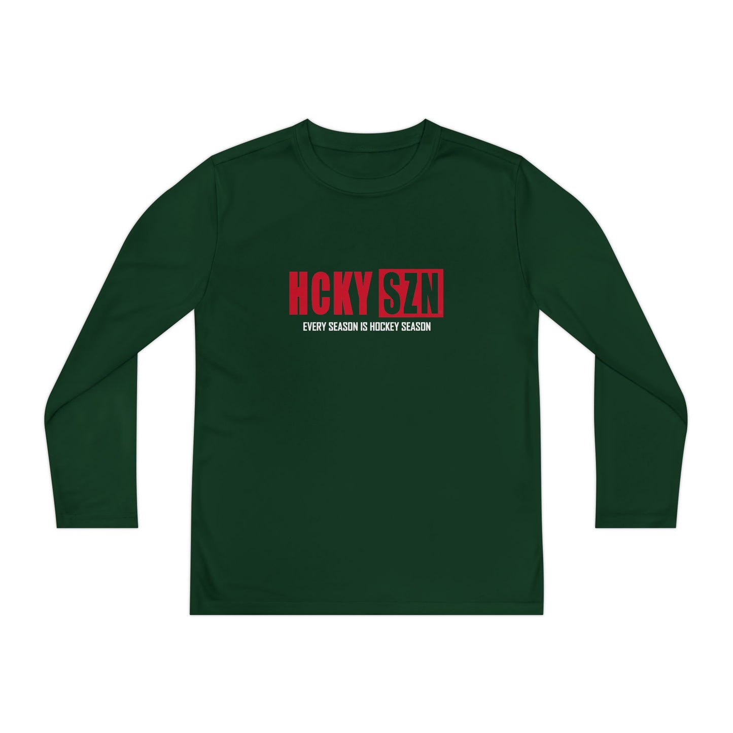 Every Season is HCKY SZN Youth Competitor Long Sleeve Tee (Red Logo) - Various Colors