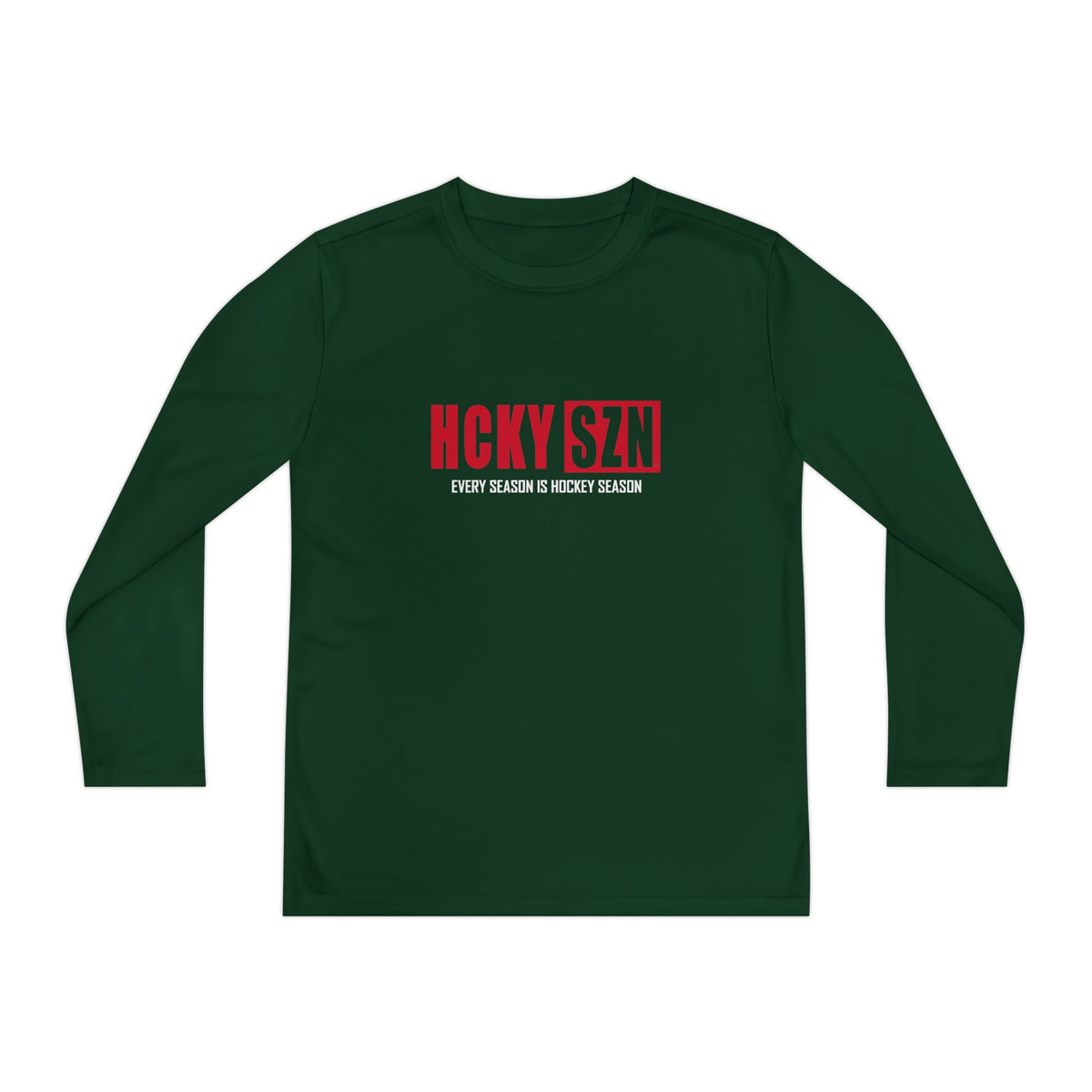 Every Season is HCKY SZN Youth Competitor Long Sleeve Tee (Red Logo) - Various Colors