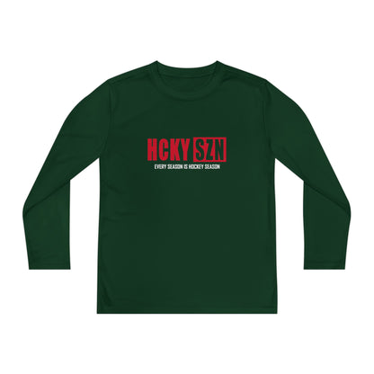 Every Season is HCKY SZN Youth Competitor Long Sleeve Tee (Red Logo) - Various Colors