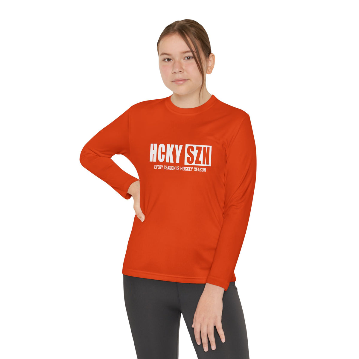 Every Season is HCKYSZN Youth Performance Long Sleeve Tee - White Logo