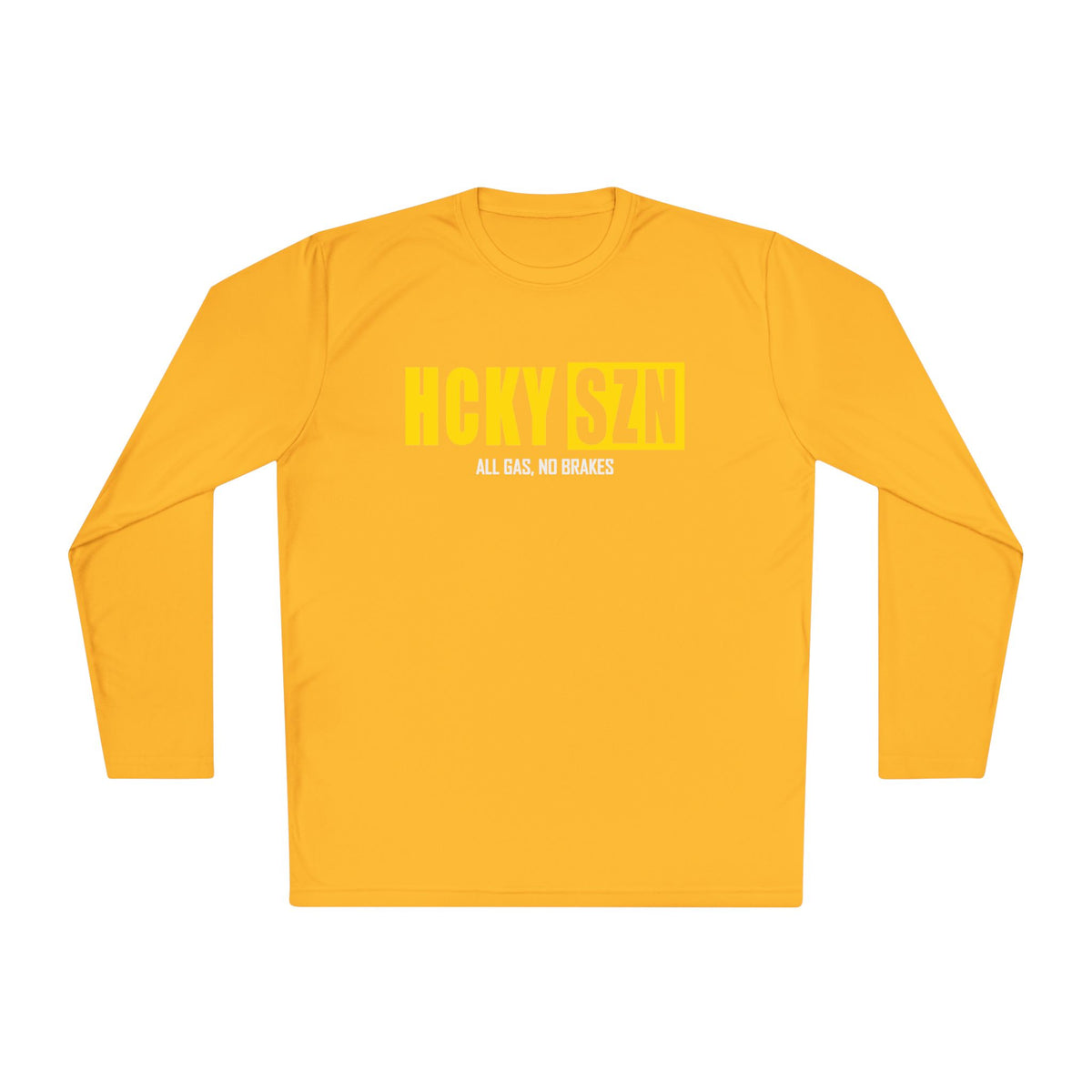 HCKYSZN (All Gas) Long Sleeve Adult Performance Tee - Gold/Yellow/White