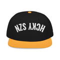 Upside Down HCKY SZN Embroidered Snapback Hat (Black/Gold)