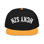 Upside Down HCKY SZN Embroidered Snapback Hat (Black/Gold)
