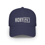 HCKY SZN Low Profile Embroidered Baseball Cap - Navy (White Logo)