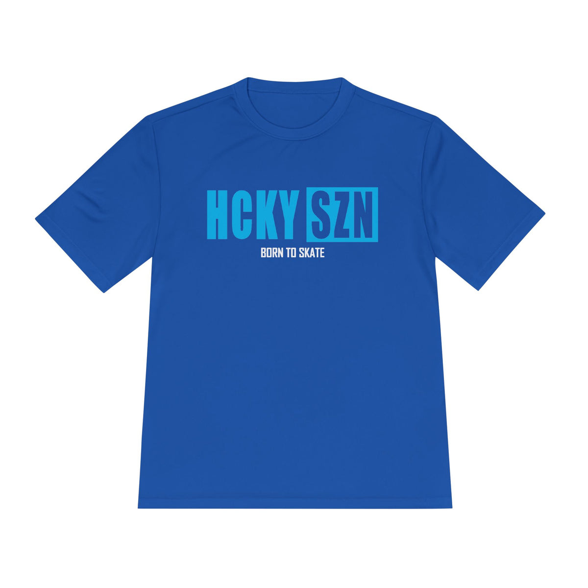 HCKYSZN (Born to Skate) Adult Performance Tee - Royal/Sky Blue/White
