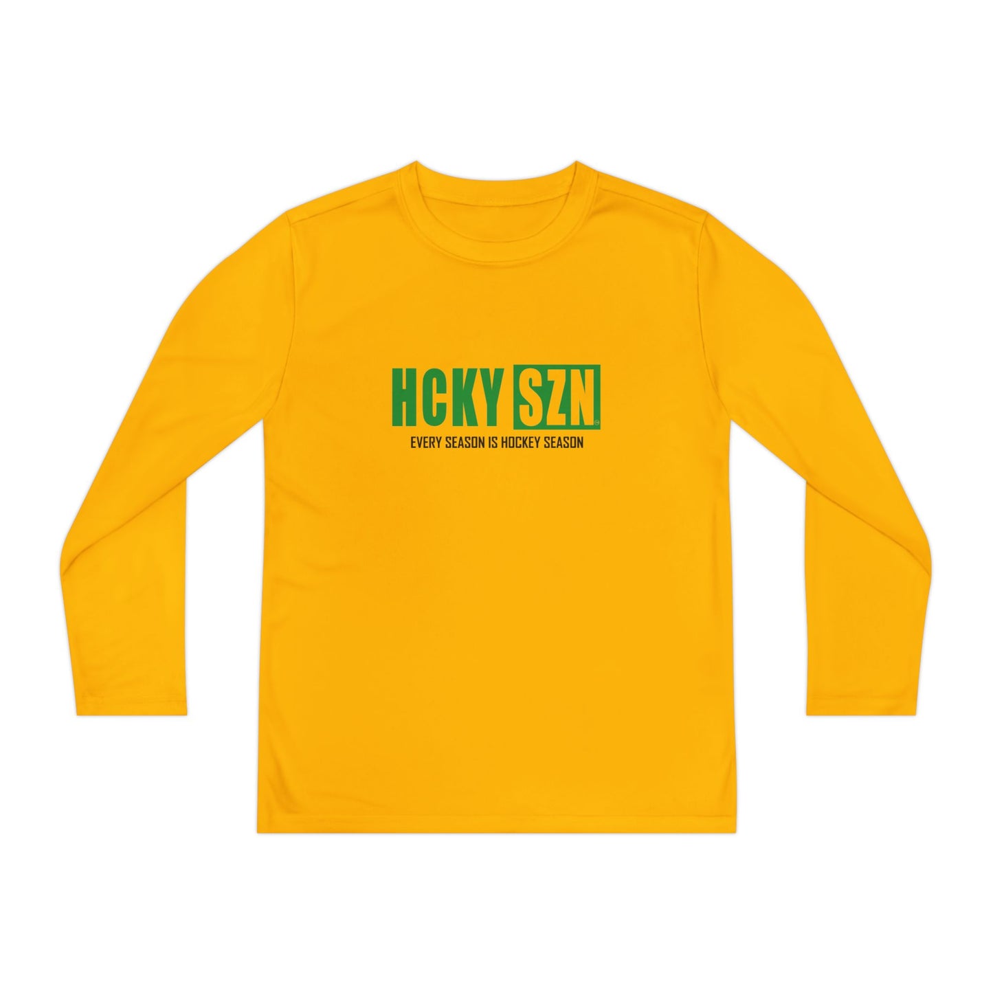 Every Season is HCKY SZN Youth Competitor Long Sleeve Tee (Green Logo) - Various Colors