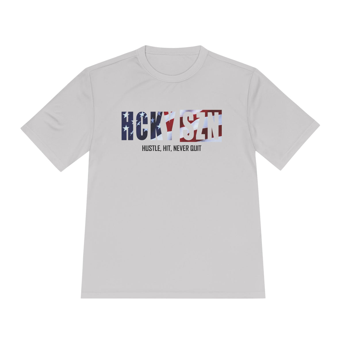 HCKYSZN (Hustle Hit) Adult Performance Tee - Silver/USA/Black