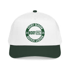 HCKY SZN Circle Logo Mid Profile Baseball Cap (White/Forest/Forest)