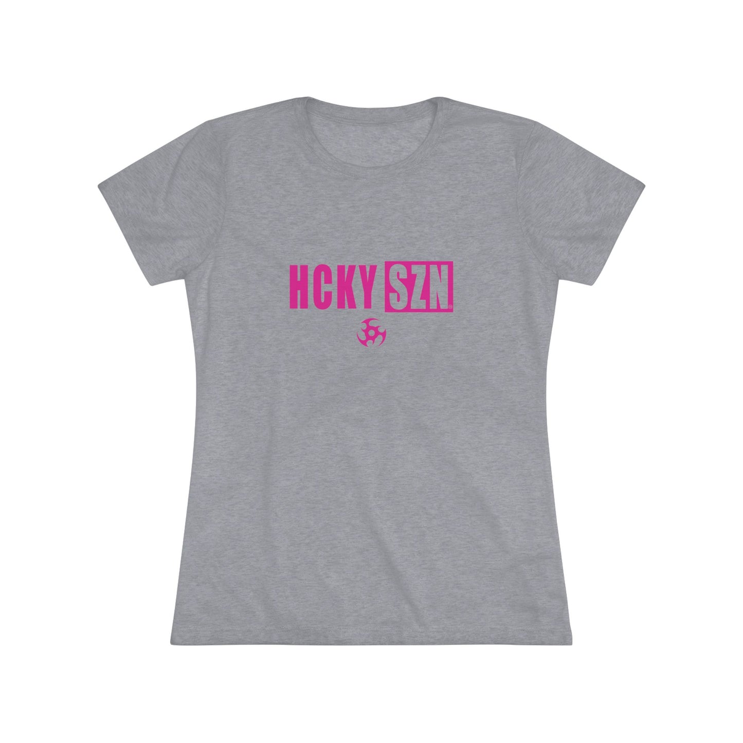 Women’s Hockey Vibe Triblend Tee (Hot Pink Logo)