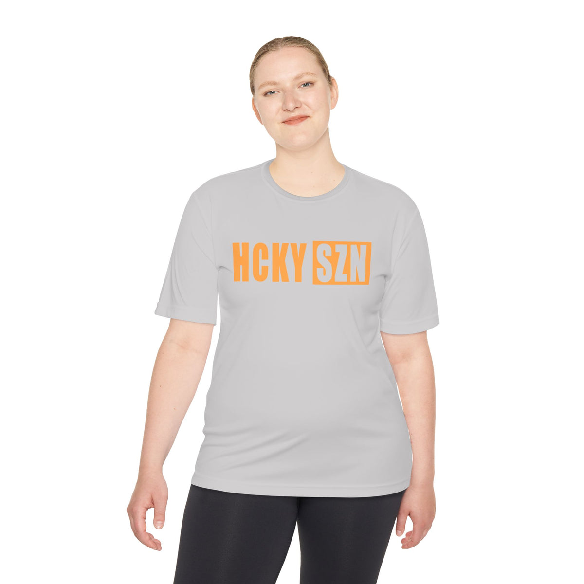HCKYSZN (Flagship Logo) Adult Performance Tee - Silver/Mango