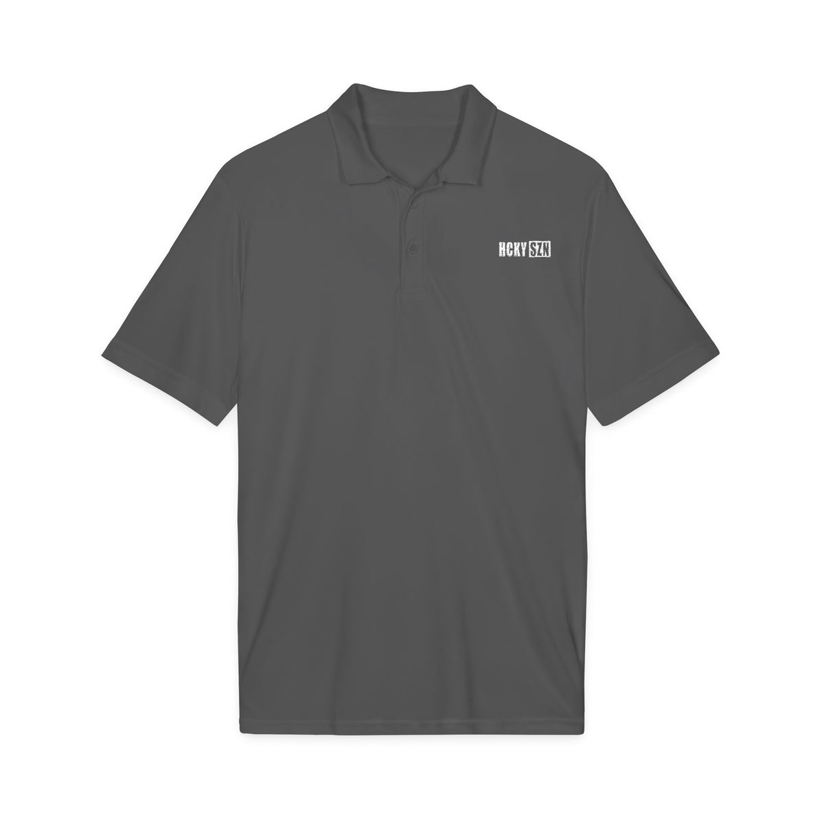 HCKY SZN Embroidered Performance Hockey Polo (Iron Grey)