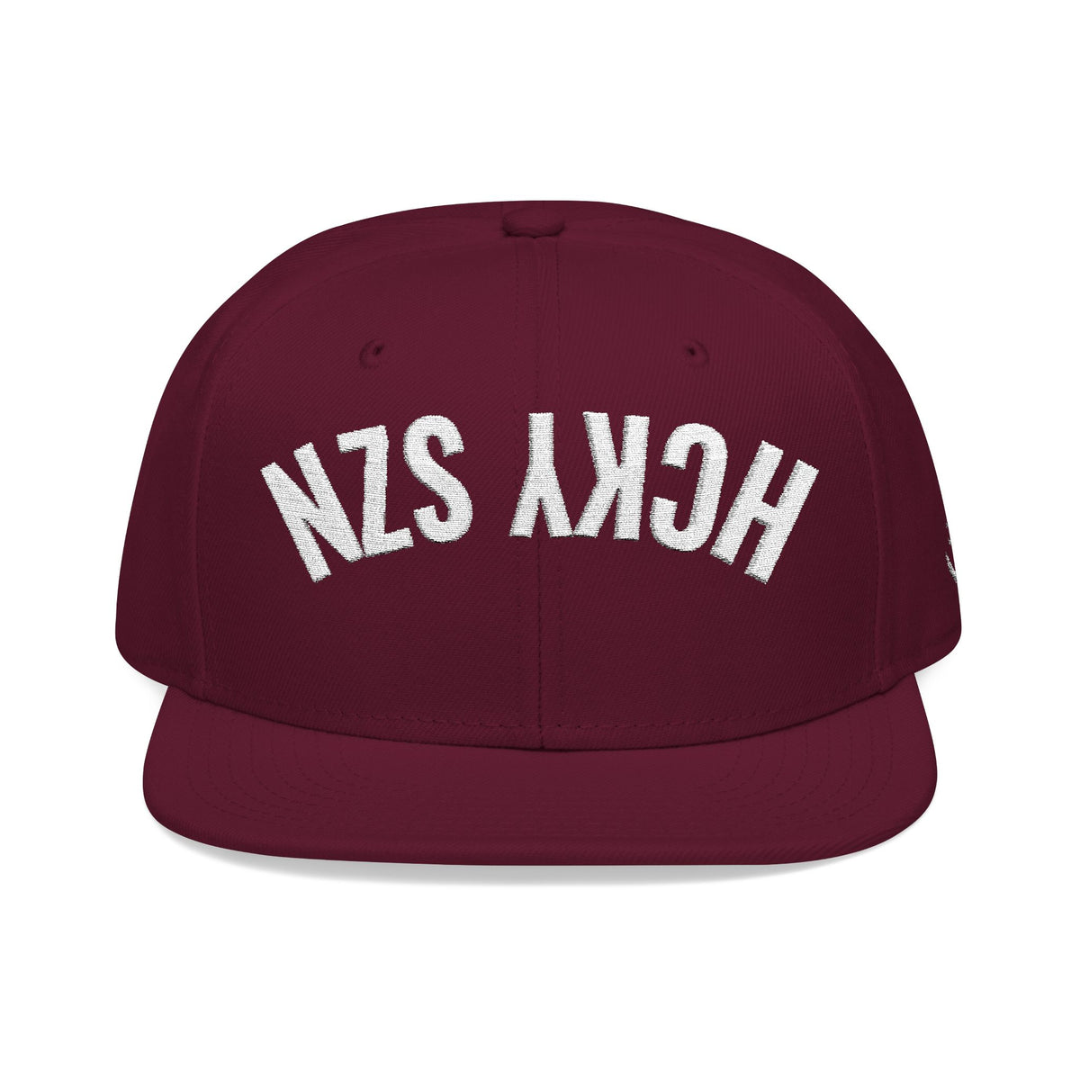 Down HCKY SZN Embroidered Snapback Hat (Maroon)