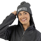 HCKY SZN Embroidered Pom-Pom Beanie - Dark Grey