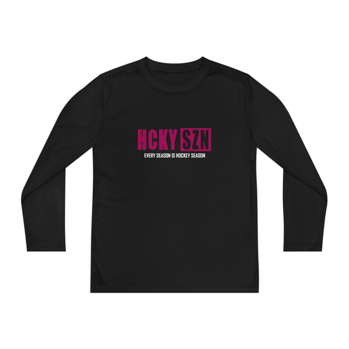 Every Season is HCKY SZN Youth Competitor Long Sleeve Tee (Raspberry Logo) - Various Colors