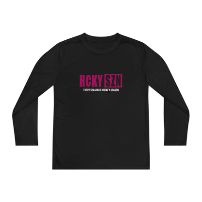 Every Season is HCKY SZN Youth Competitor Long Sleeve Tee (Raspberry Logo) - Various Colors
