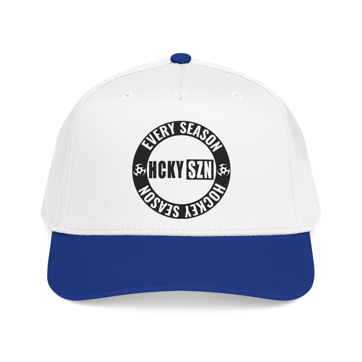 HCKY SZN Circle Logo Mid Profile Baseball Cap (White/Blue/Black)