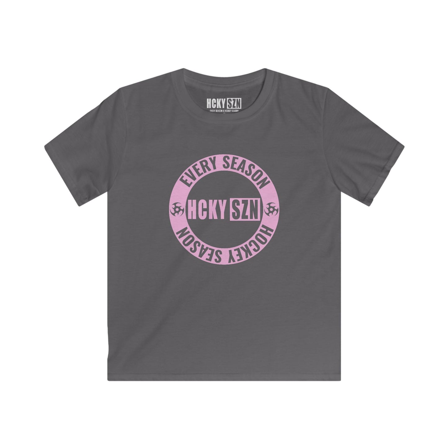 Youth Circle SZN Softstyle Tee (Pink Logo) - Various Colors