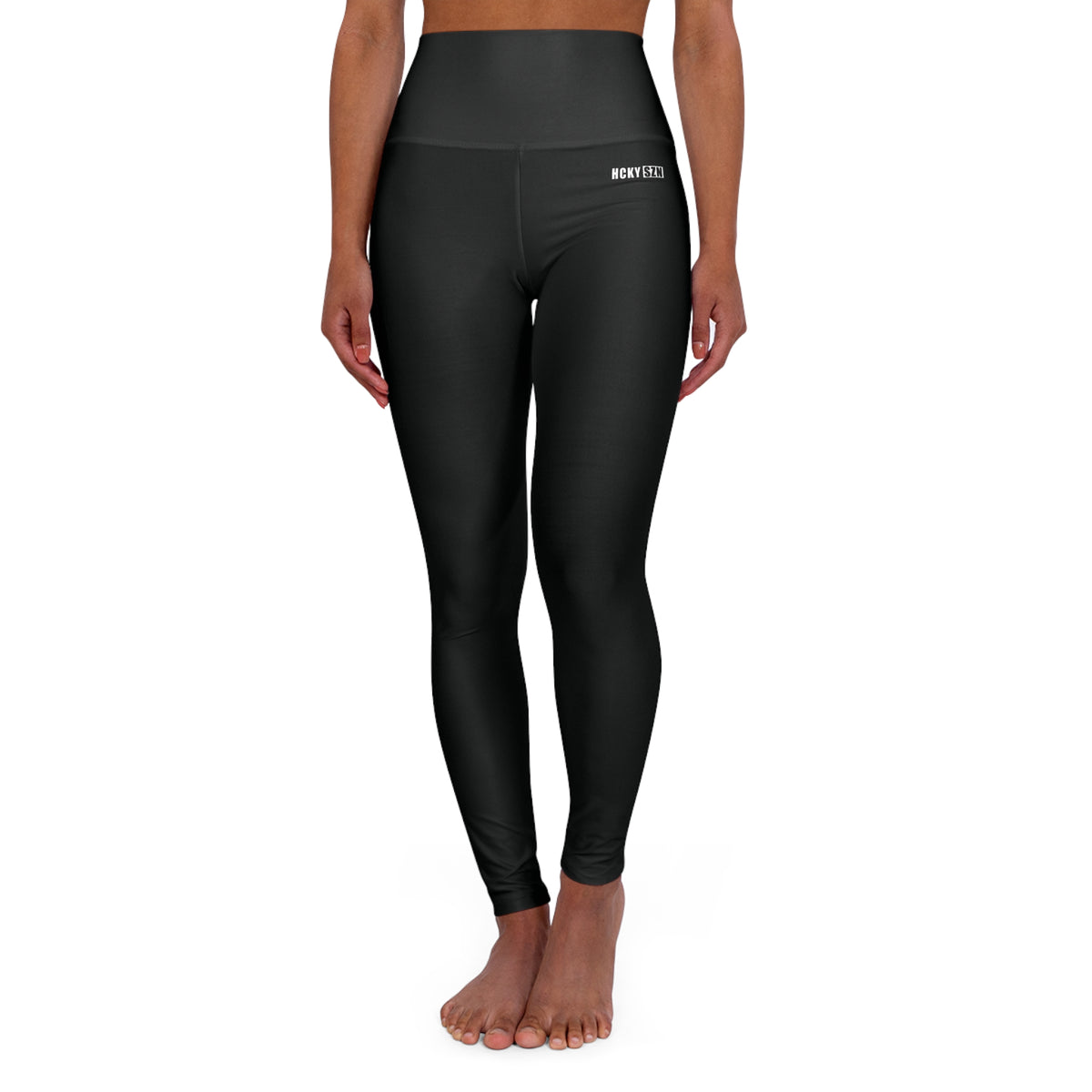 HCKY SZN High Waisted Yoga Leggings (Pitch Black)