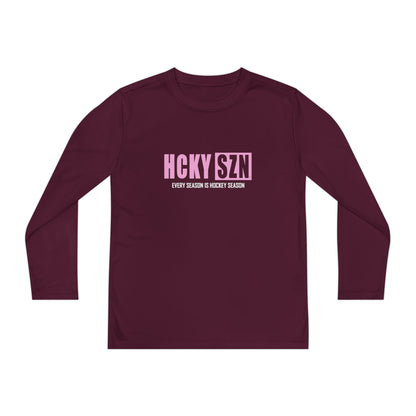 Every Season is HCKY SZN Youth Competitor Long Sleeve Tee (Pink Logo) - Various Colors