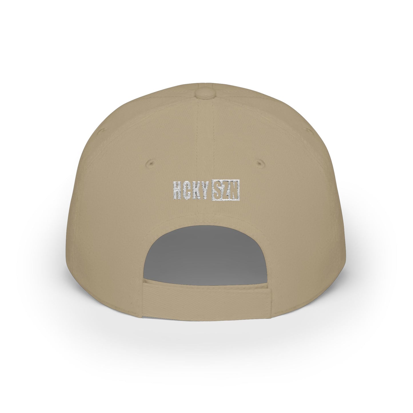 HCKY SZN Low Profile Embroidered Baseball Cap - Khaki (White Logo)