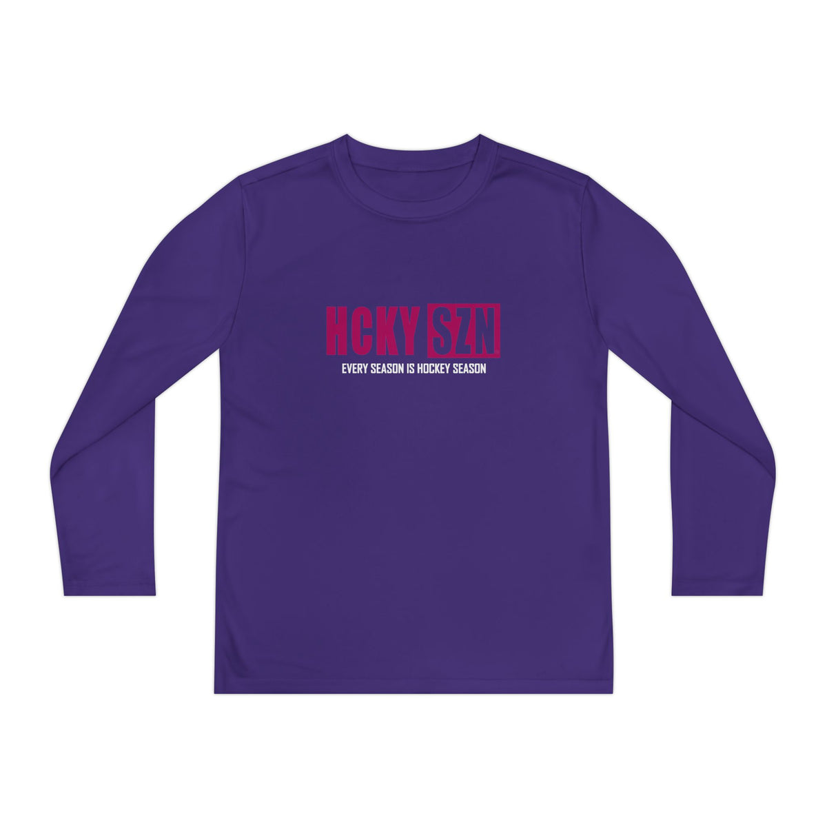 Every Season is HCKY SZN Youth Competitor Long Sleeve Tee (Raspberry Logo) - Various Colors
