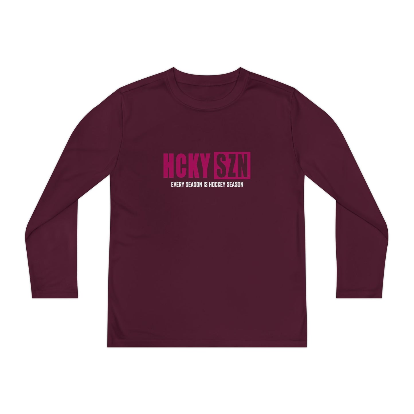 Every Season is HCKY SZN Youth Competitor Long Sleeve Tee (Raspberry Logo) - Various Colors