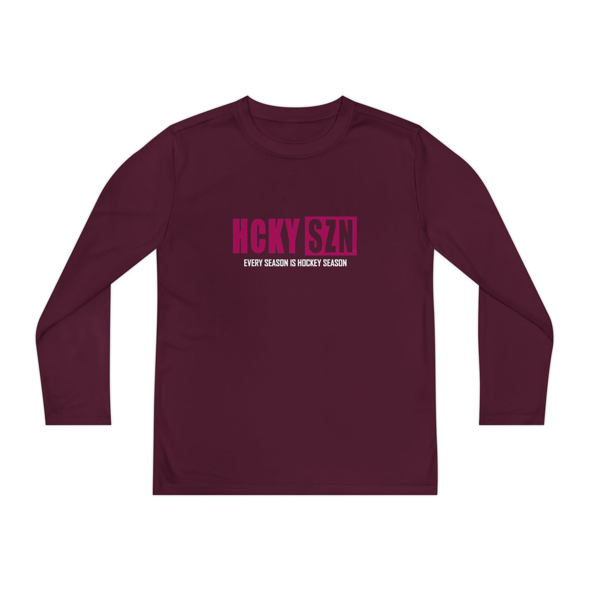 Every Season is HCKY SZN Youth Competitor Long Sleeve Tee (Raspberry Logo) - Various Colors