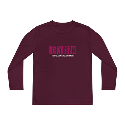 Every Season is HCKY SZN Youth Competitor Long Sleeve Tee (Raspberry Logo) - Various Colors