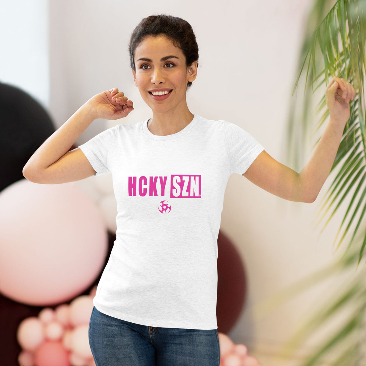 Women’s Hockey Vibe Triblend Tee (Hot Pink Logo)