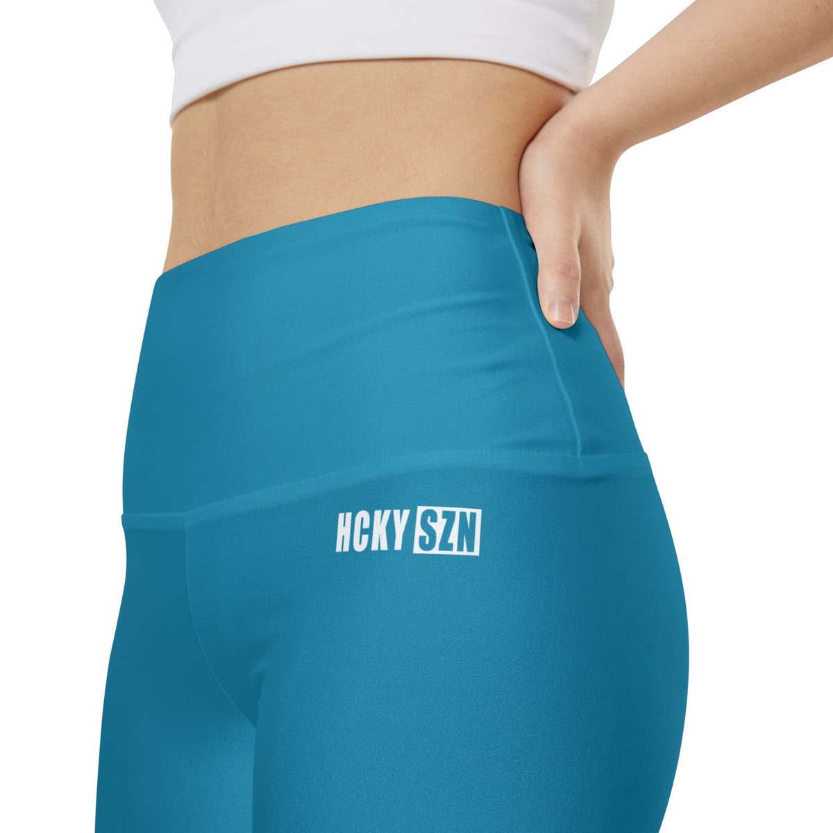 HKY SZN High Waisted Workout Shorts (Coastal Blue)