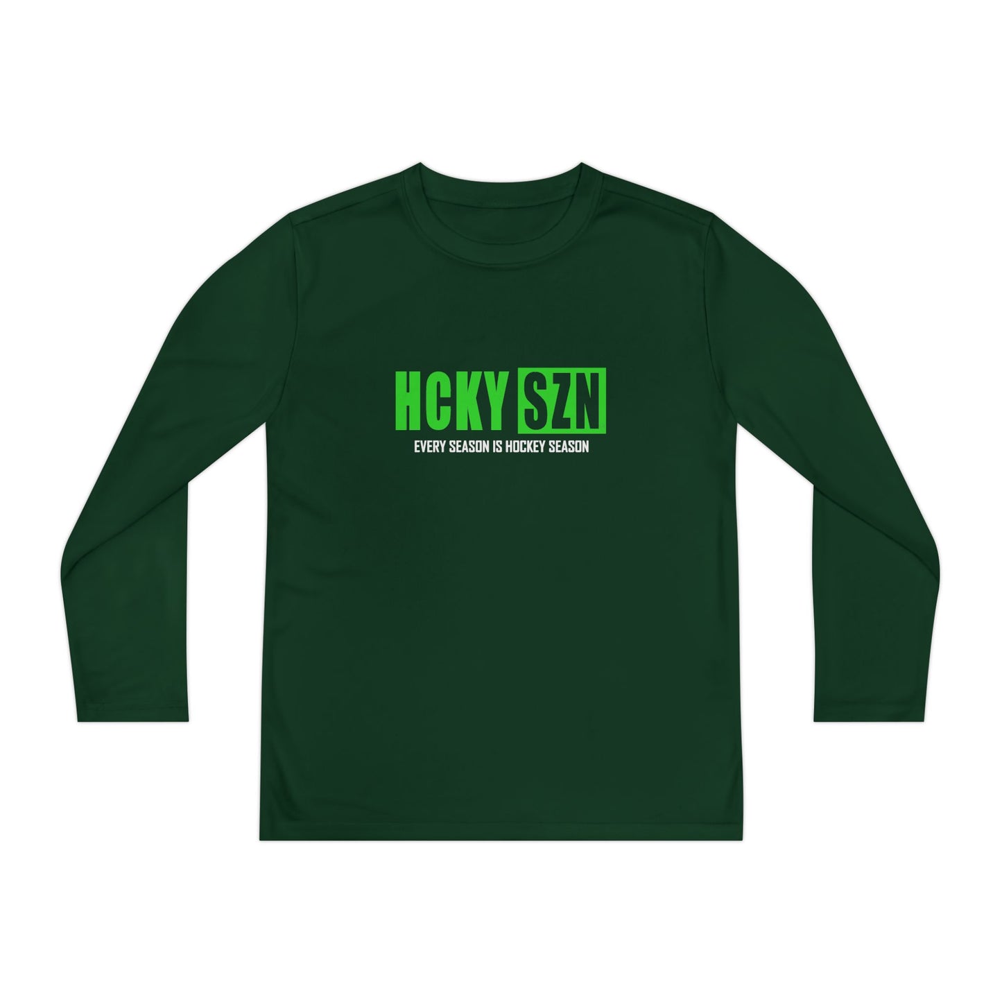 Every Season is HCKY SZN Youth Competitor Long Sleeve Tee (Lime Logo) - Various Colors