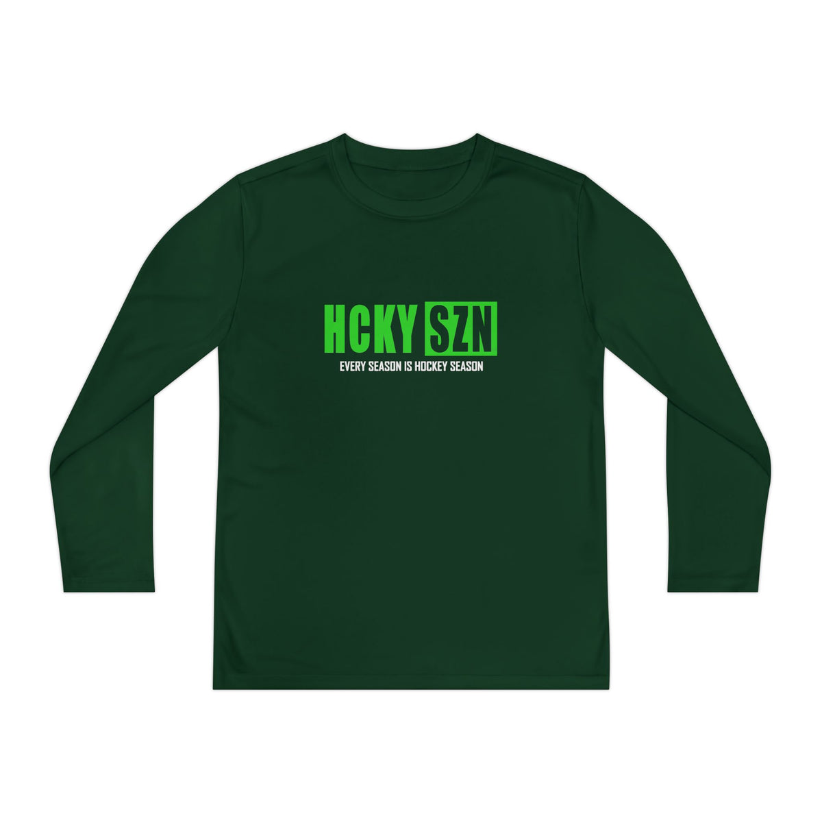 Every Season is HCKY SZN Youth Competitor Long Sleeve Tee (Lime Logo) - Various Colors