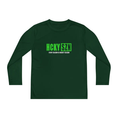 Every Season is HCKY SZN Youth Competitor Long Sleeve Tee (Lime Logo) - Various Colors